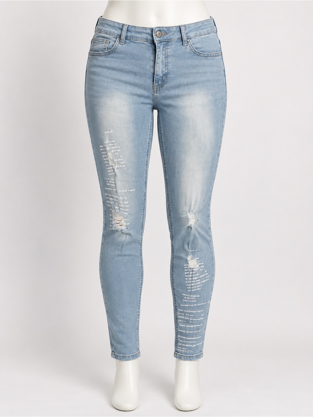 Women's Light Blue Distressed Skinny Jeans